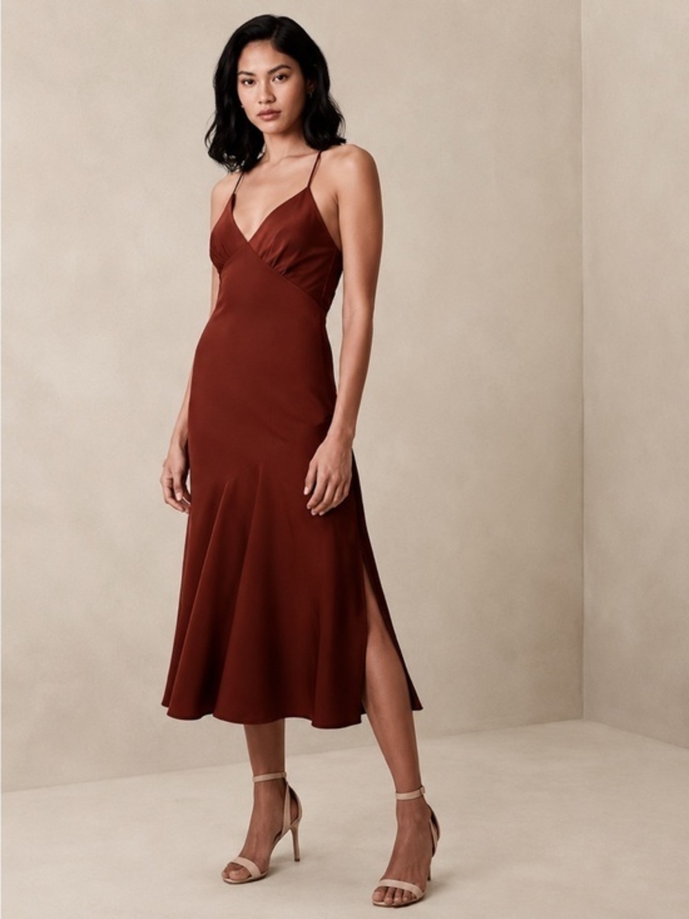 NWT BANANA REPUBLIC Factory Asymmetrical Seam Midi Slip Dress - Size 0